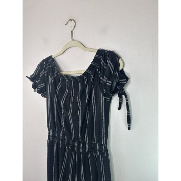 Derek Heart Womens Black White Striped Jumpsuit Casual Comfort Style Size Large - Picture 10 of 13